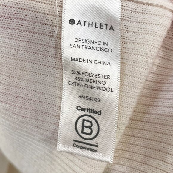 Like New Athleta Brookshire Merino Blend Colorblock Stripe Sweater White XS - Picture 5 of 7